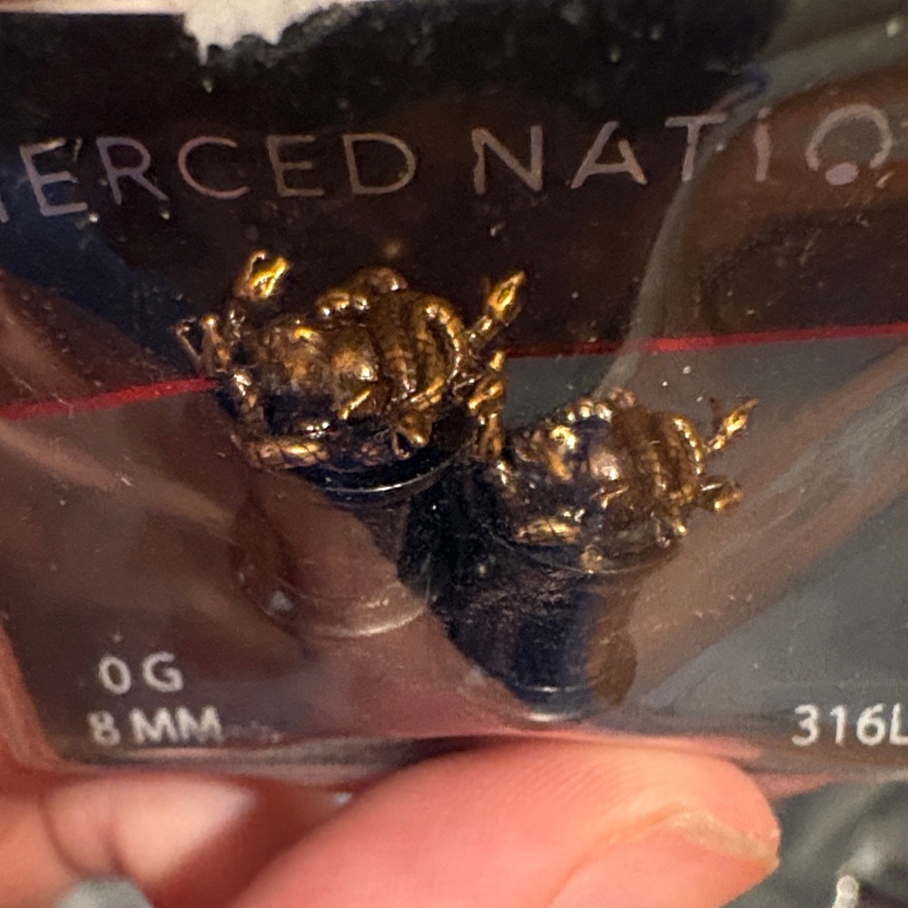 Gold and Black Ear Gauges Medusa Heads 0G